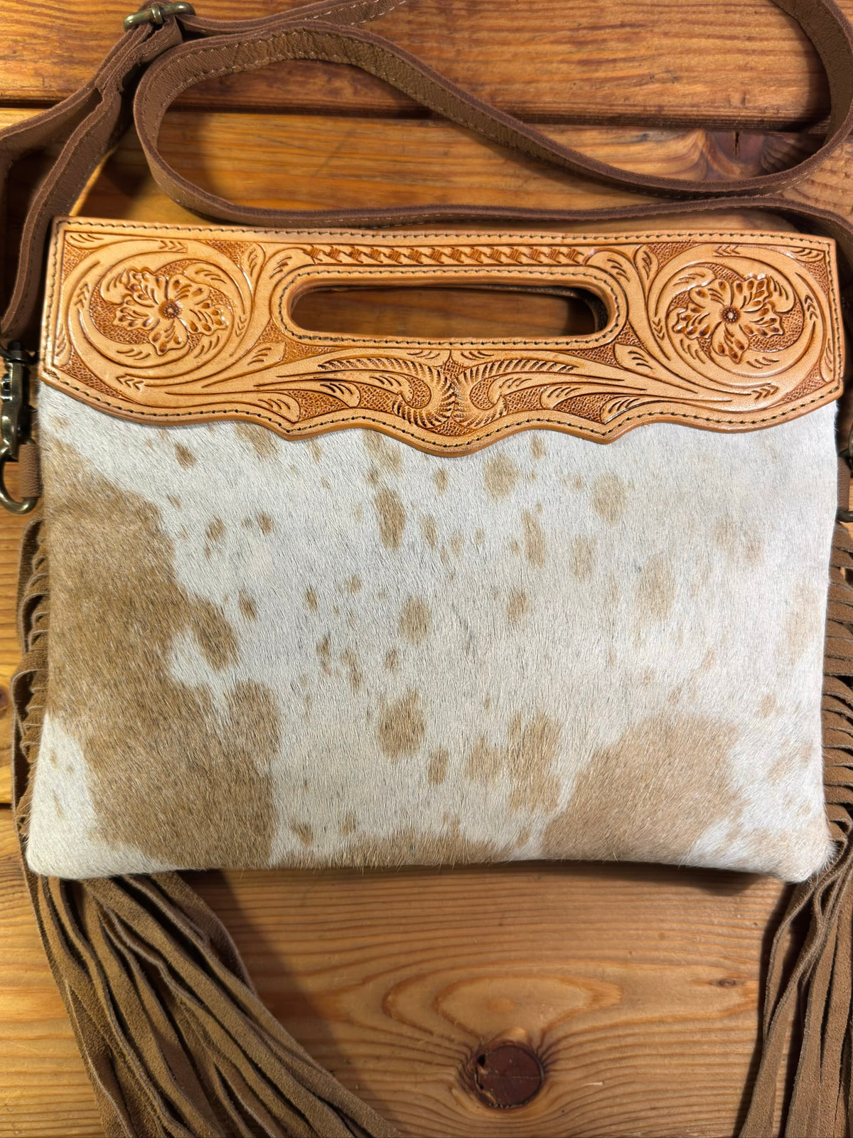 Light Tooling Cowhide Purse - LP07