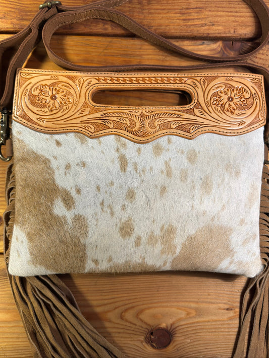 Light Tooling Cowhide Purse - LP07