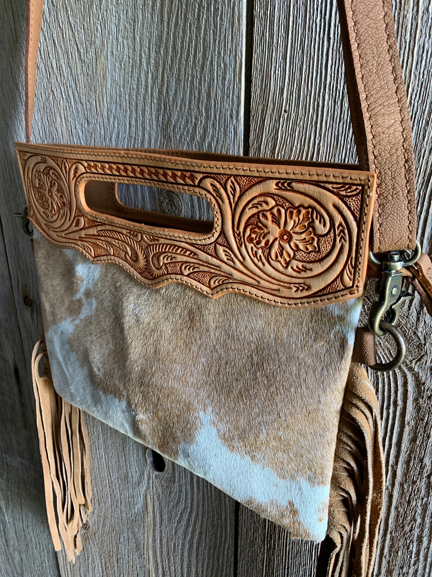 Cowhide Tooled Fringe Purse - 03