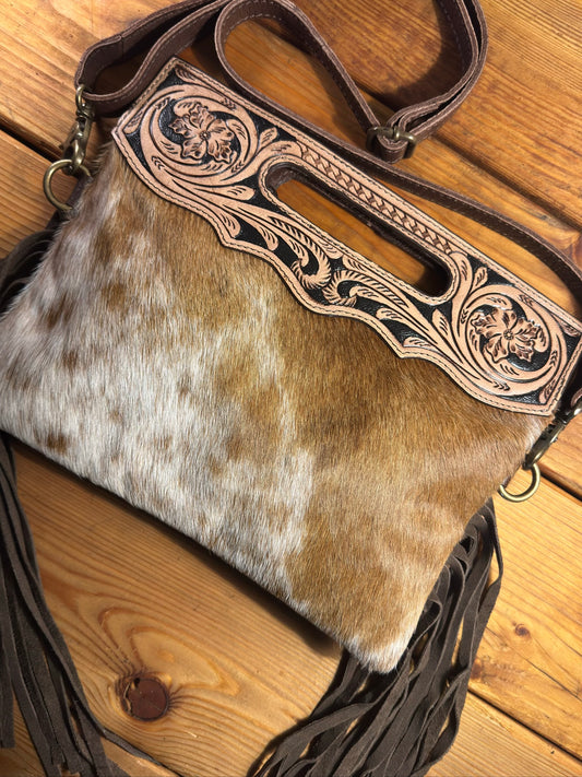 Dark Tooling Cowhide Purse - DP17