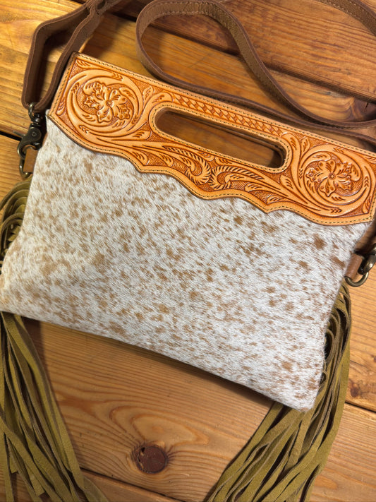 Light Tooling Cowhide Purse - LP08