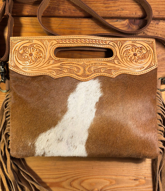 Light Tooling Cowhide Purse - LP01