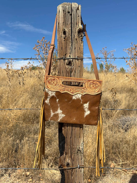 Light Tan Tooling Cowhide Purse